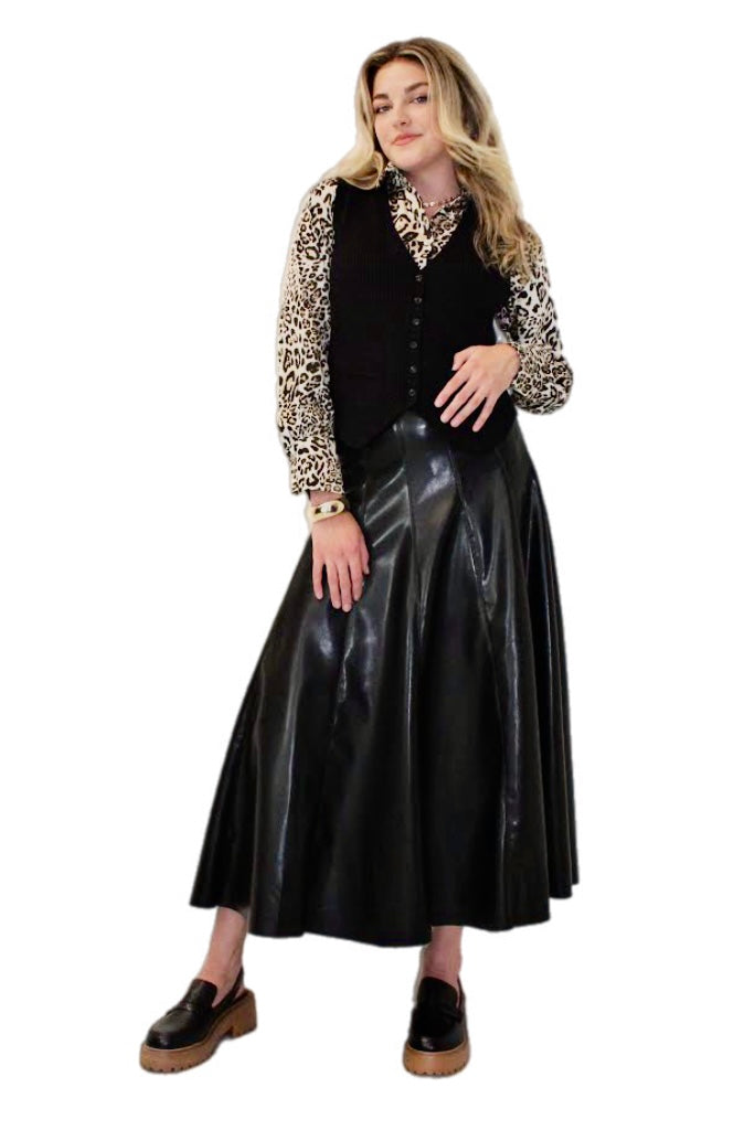 M Leatherette Maxi Skirt