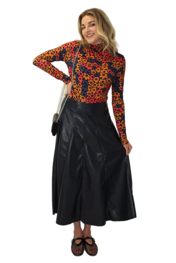 M Leatherette Maxi Skirt