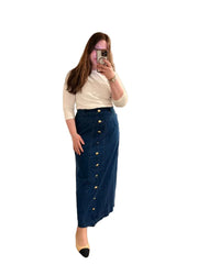 Gold Button Denim Skirt