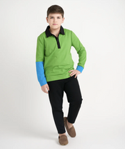 Mofi | Emerald Color Block Polo Long Sleeve