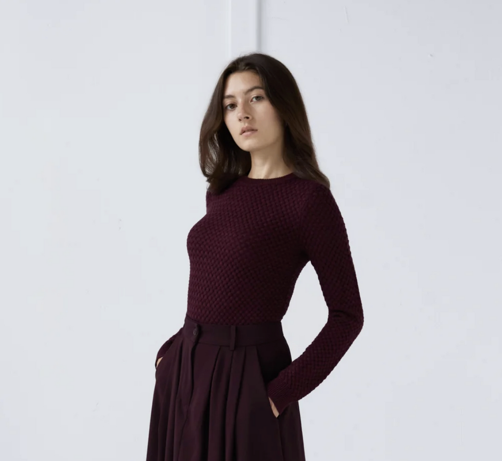 Unaya | Wine Basket Wave Sweater