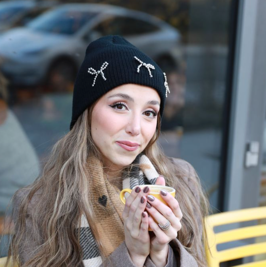 Bandana Bliss | Knit Pearl Bow Beanie