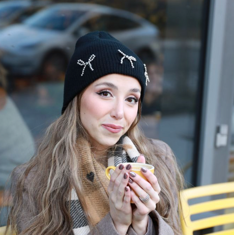 Bandana Bliss | Knit Pearl Bow Beanie