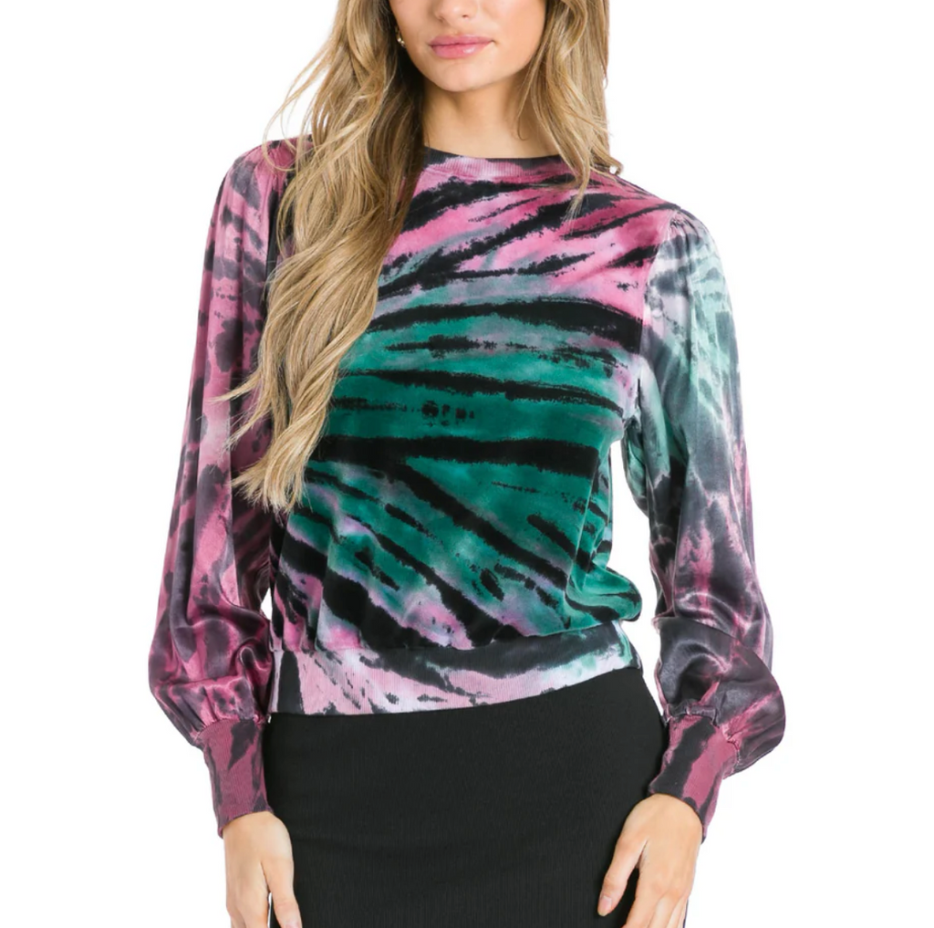 Hardtail | Satin Puff Sleeve Velour Pullover