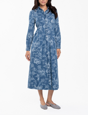 Denim Floral Shirt Dress