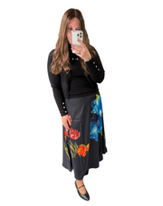 Floral Aline Satin Skirt