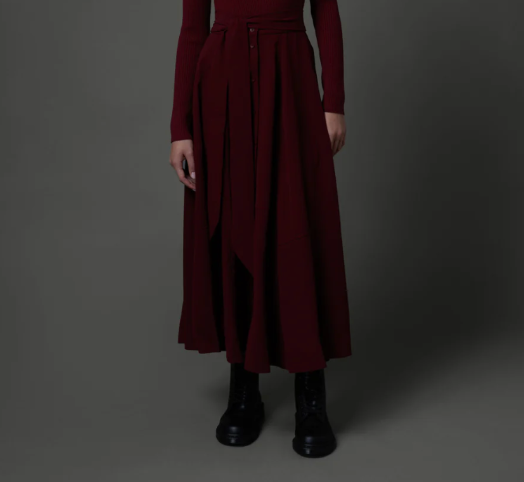 Zaikamoya | Maxi Skirt with Buttons in Burgundy