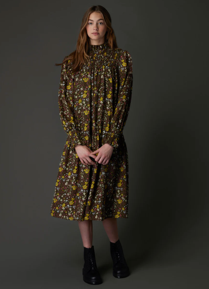 Zaikamoya | Sandra Dress in Yellow Olive Print