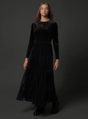 Zaikamoya | Martha Dress in Long Sleeves in Velour Black