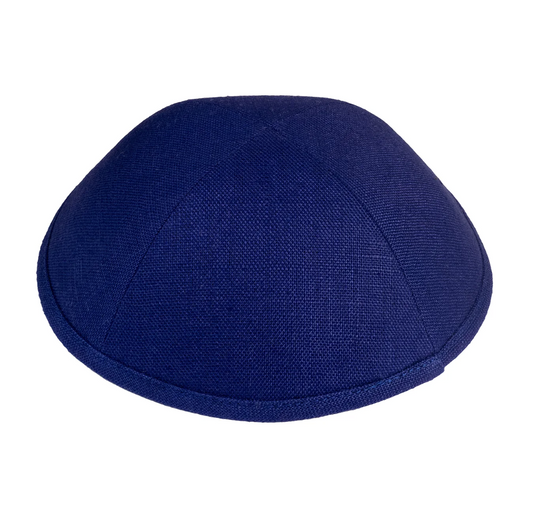 IKIPPAH | DARK ROYAL BLUE LINEN YARMULKE