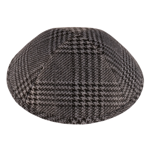 IKIPPAH | BLACK & GRAY HOUNDSTOOTH PLAID YARMULKE