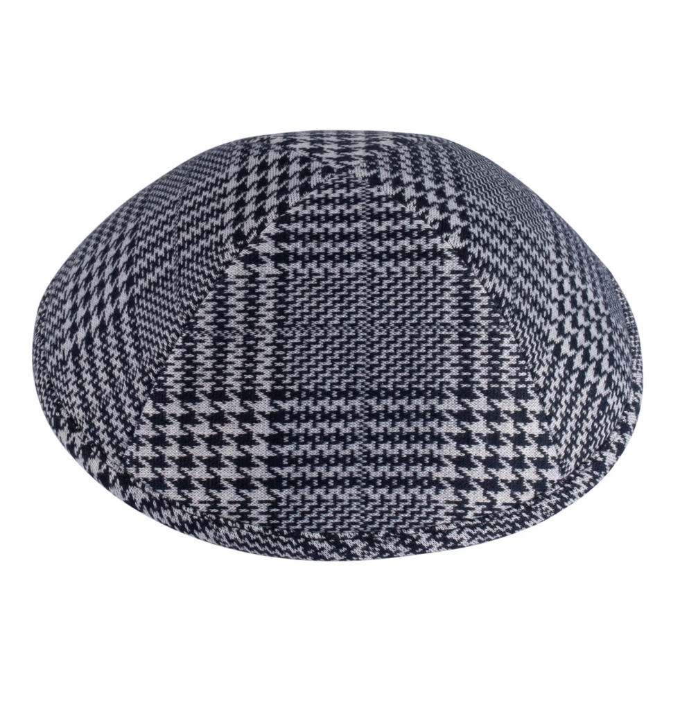 IKIPPAH | NAVY & WHITE HOUNDSTOOTH PLAID YARMULKE