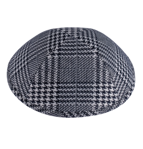 IKIPPAH | NAVY & WHITE HOUNDSTOOTH PLAID YARMULKE