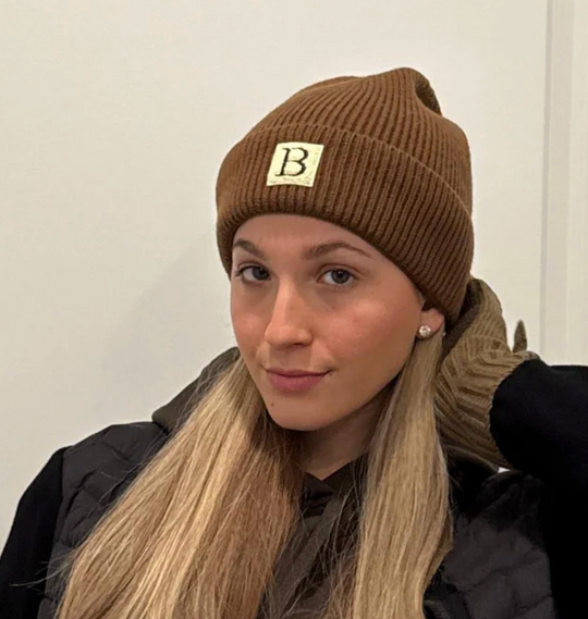 Bandana Bliss | Brown Beanie Sherpa Logo