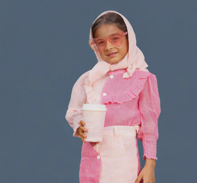 We The Kids | Squiggle Pink Linen Blouse