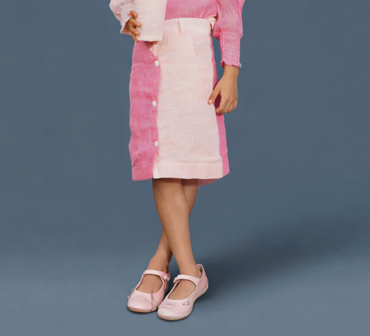 We The Kids | Squiggle Pink Linen Skirt