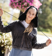 POET TEEN | IRIS BLACK DENIM HOODIE