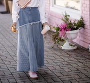 POET TEEN | CARA STRIPE FRINGE SKIRT