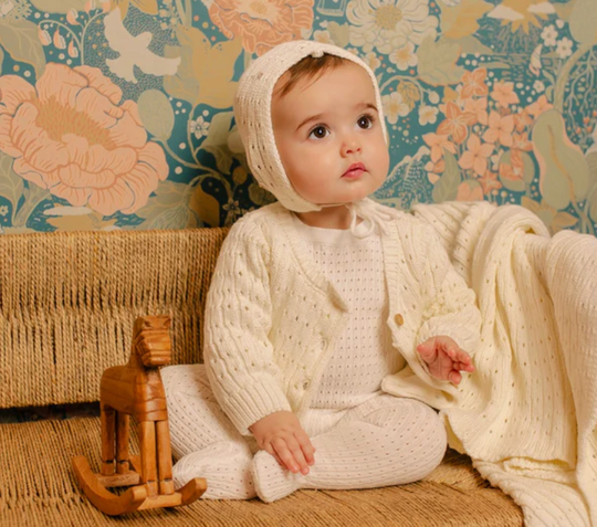 Tricot Bebe | Pointelle Knit Footie & Hat