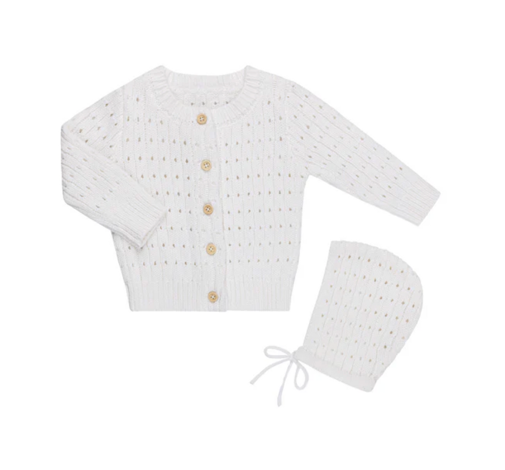 Tricot Bebe | Pointelle Knit Cardigan