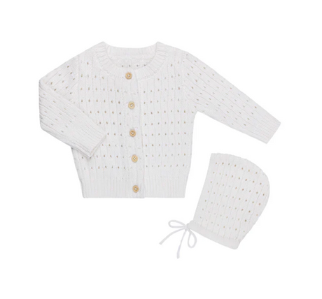 Tricot Bebe | Pointelle Knit Cardigan