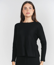 Adina LV | Sweater Rib Top- Black