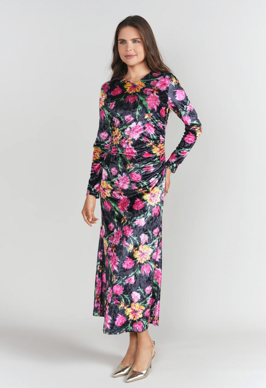 Adina LV | Side Ruched Velvet Dress