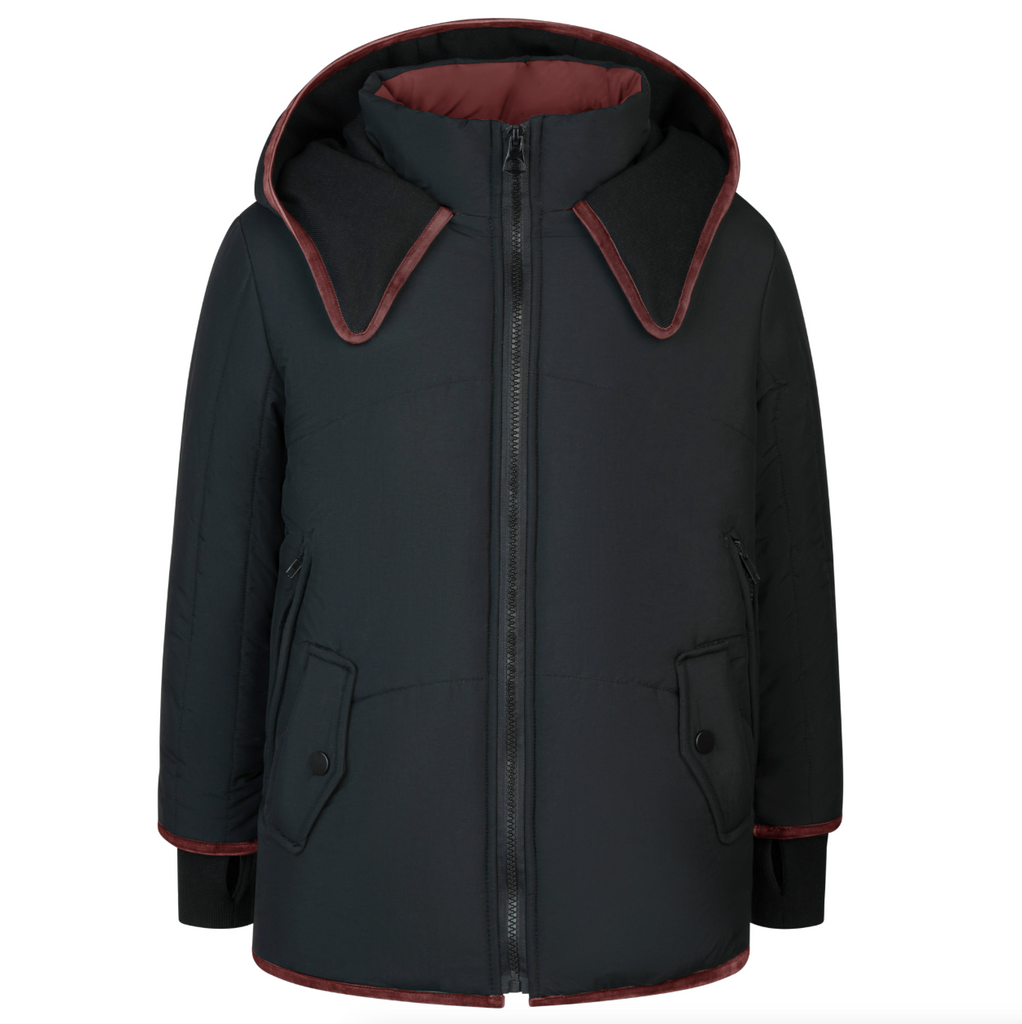 Cozy Coop | Contrast Color Velvet Trim Coat