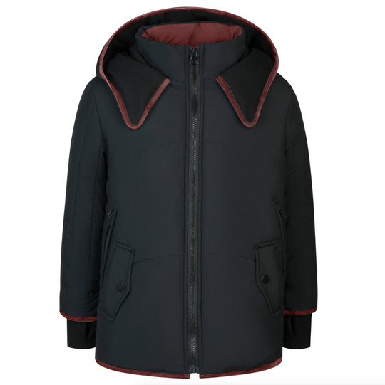 Cozy Coop | Contrast Color Velvet Trim Coat