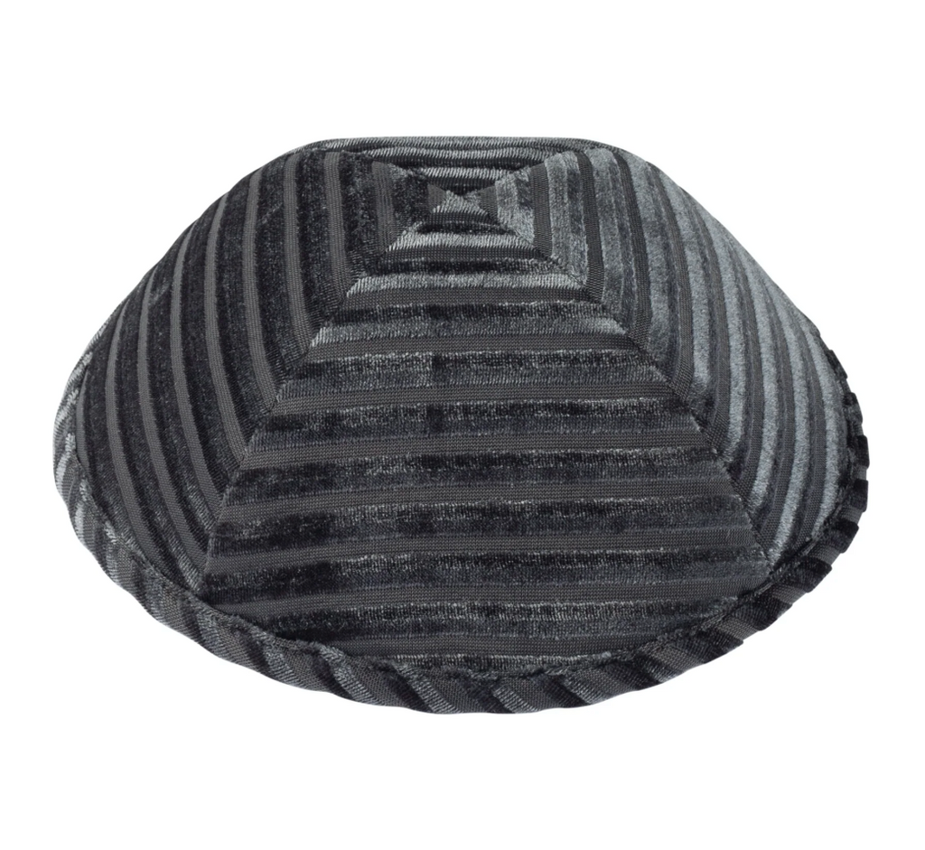 IKIPPAH | GRAY STRIPED VELVET YARMULKE