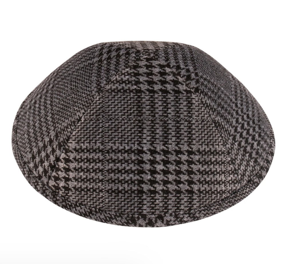 IKIPPAH | BLACK & GRAY HOUNDSTOOTH PLAID YARMULKE