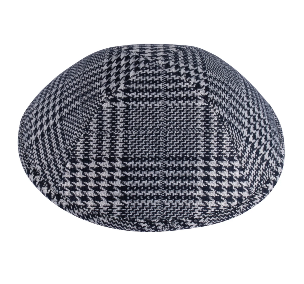IKIPPAH | NAVY & WHITE HOUNDSTOOTH PLAID YARMULKE