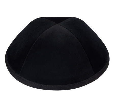 IKIPPAH | BLACK VELVET W/ BLACK SUEDE RIM YARMULKE