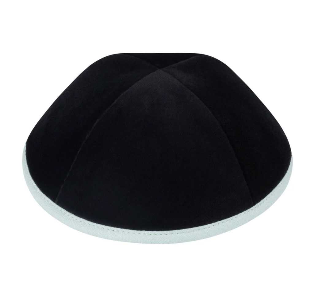 IKIPPAH | BLACK VELVET W/ MINT GREEN RIM YARMULKE