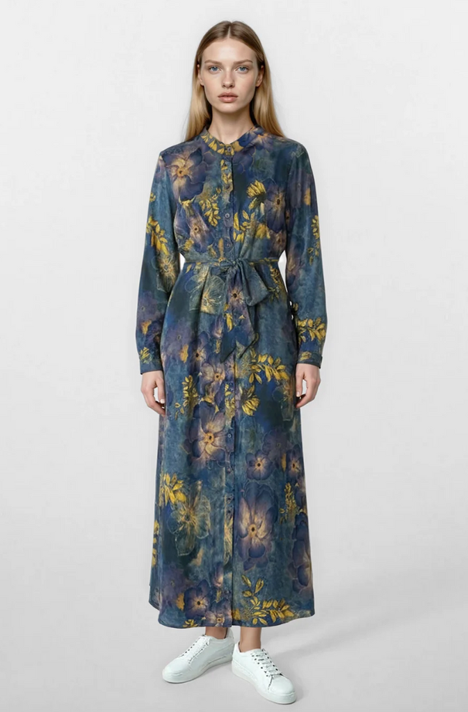 Unaya | Lisa Dress Blue Golden Print