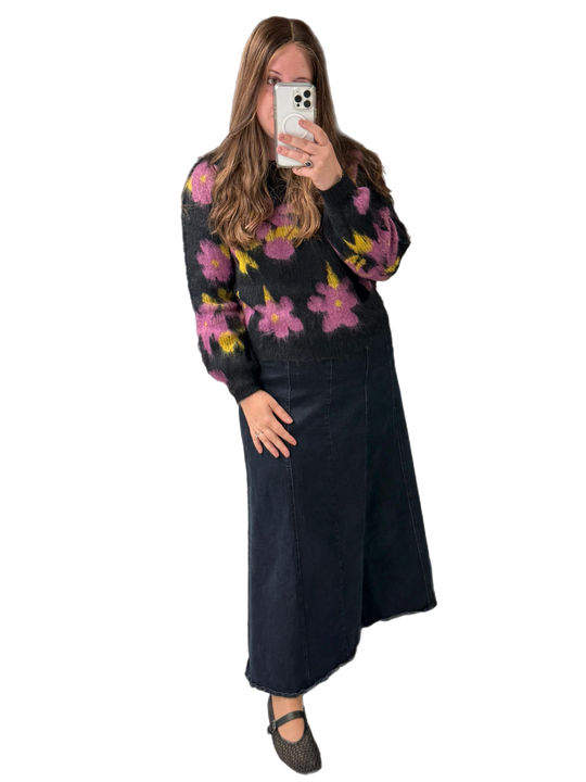 Fuzzy Floral Sweater