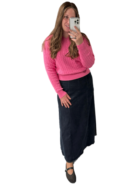 V Neck Cable Sweater