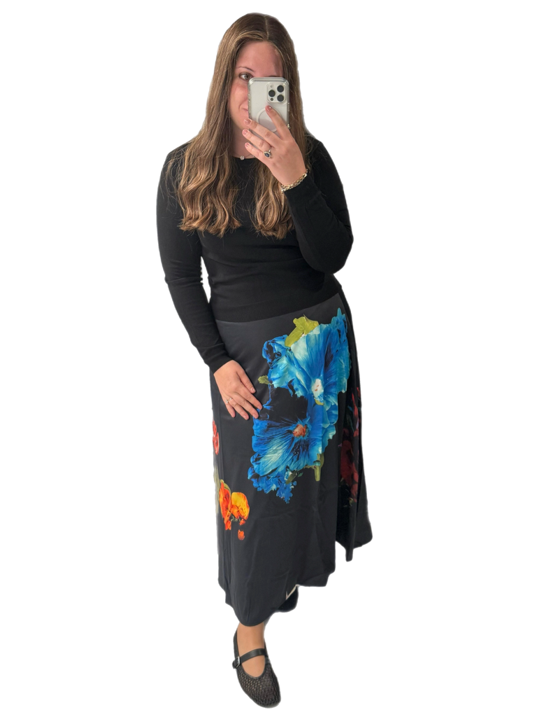 Floral Aline Satin Skirt