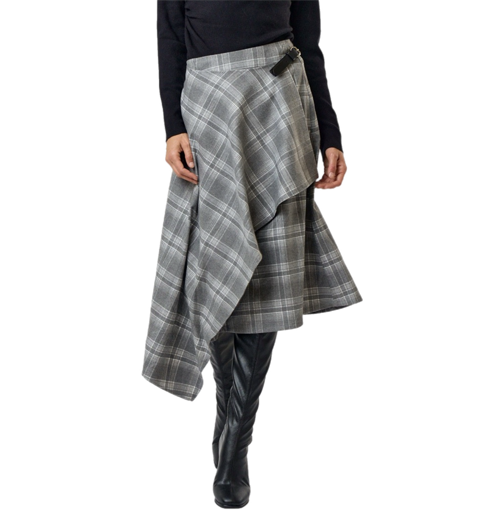 Plaid Buckle Skirt