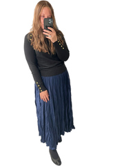 Navy Crinkle Skirt