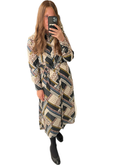 Mixed Print Shirt Dress