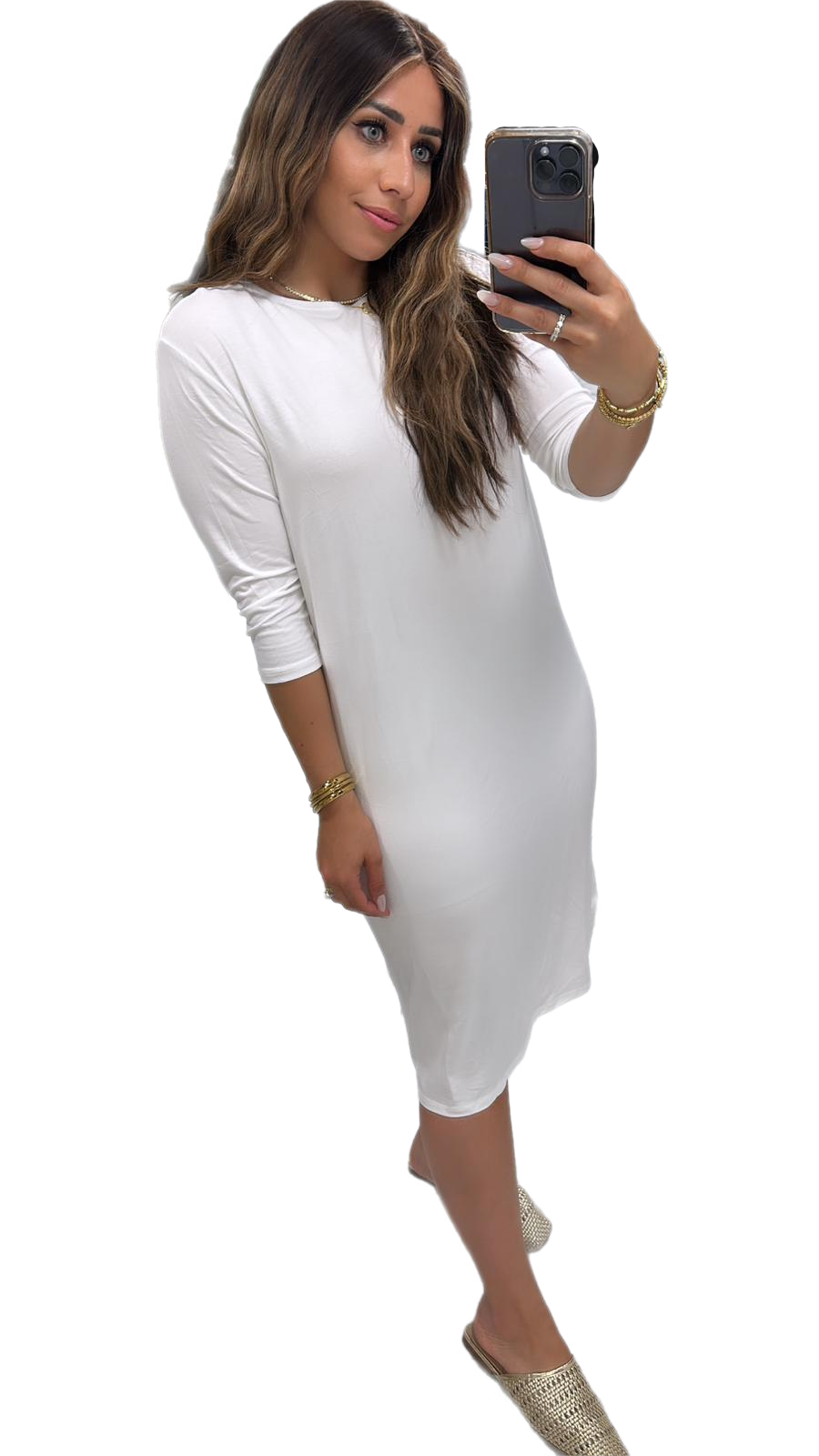 layering shell dress Baby'O Women's Lurex Knit Layering Shell Dress Silver / X-Large