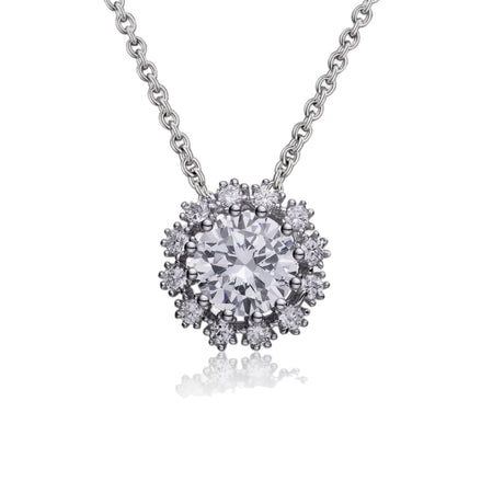 CZ Flower Pendant Necklace