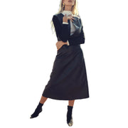 Leatherette Seam Skirt